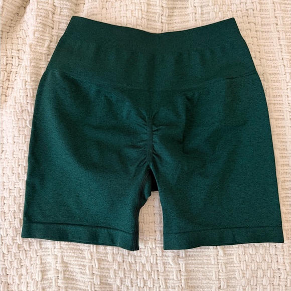Dark Forest Green Biker Shorts with Skull Logo - Picture 2 of 3